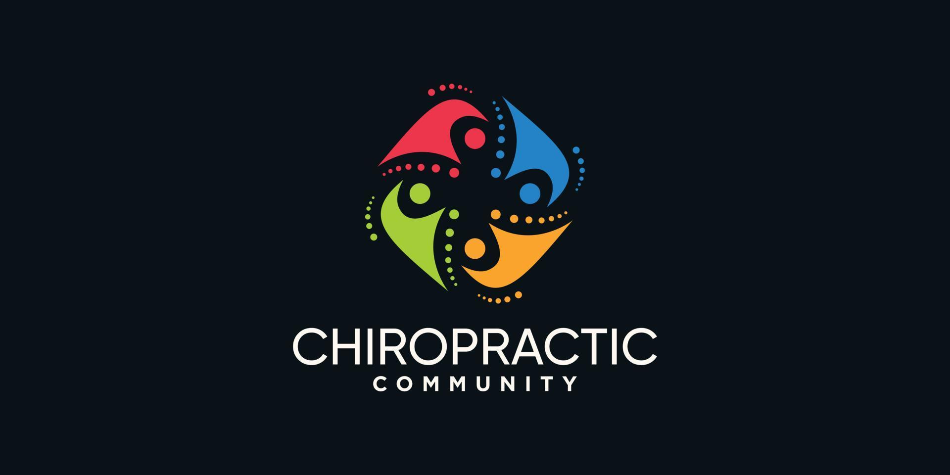 Creative chiropractic and community logo design template with unique concept Premium Vector