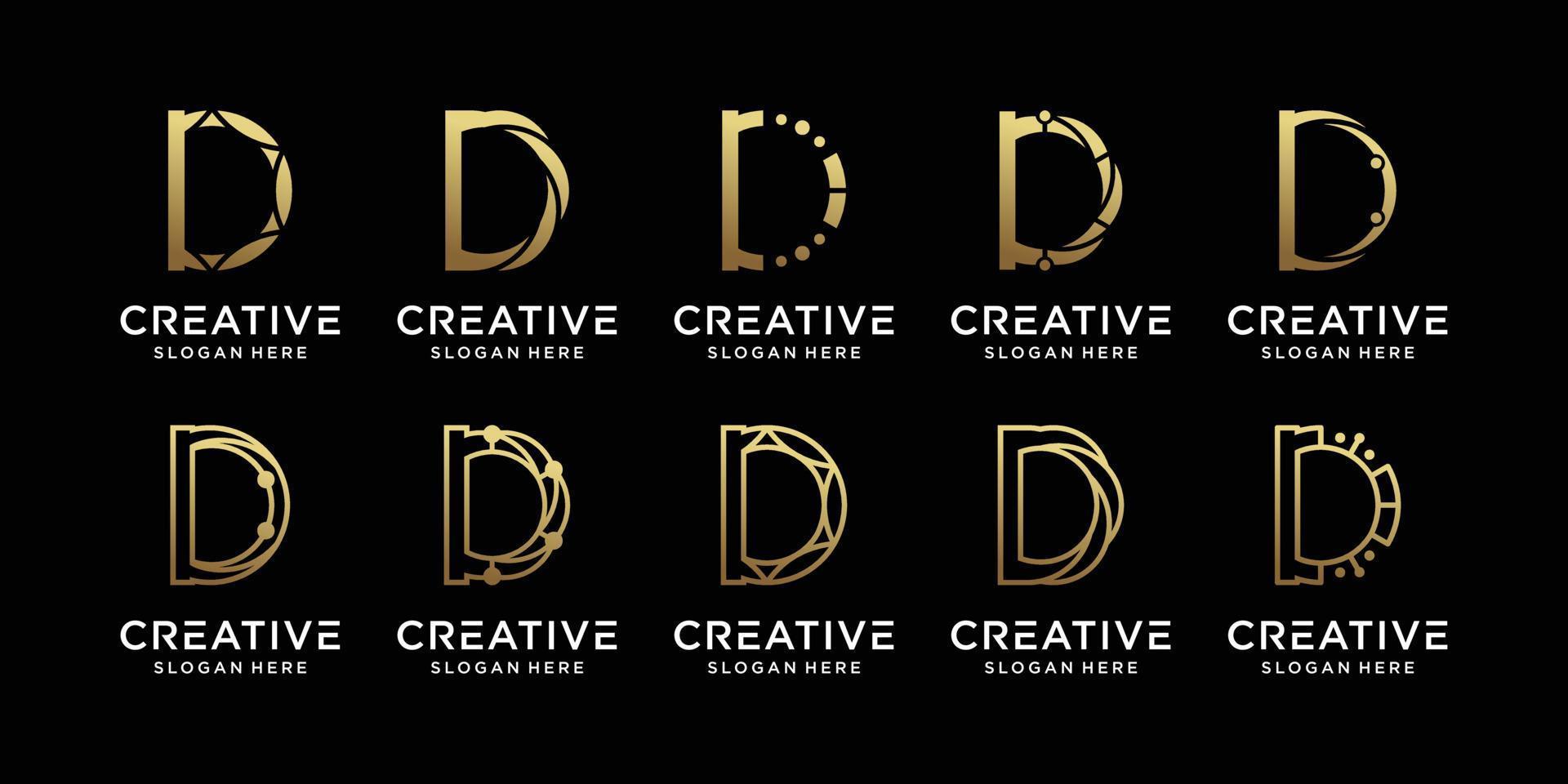 Set bundle monogram logo design collection initial letter d with unique modern concept Premium Vector