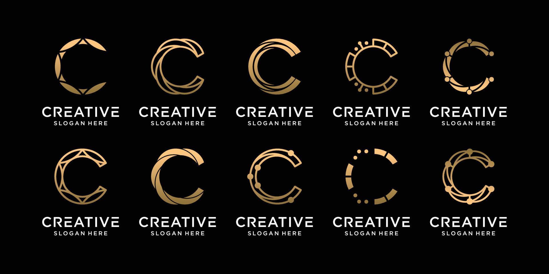 Set bundle monogram logo design collection initial letter c with unique modern concept Premium Vector