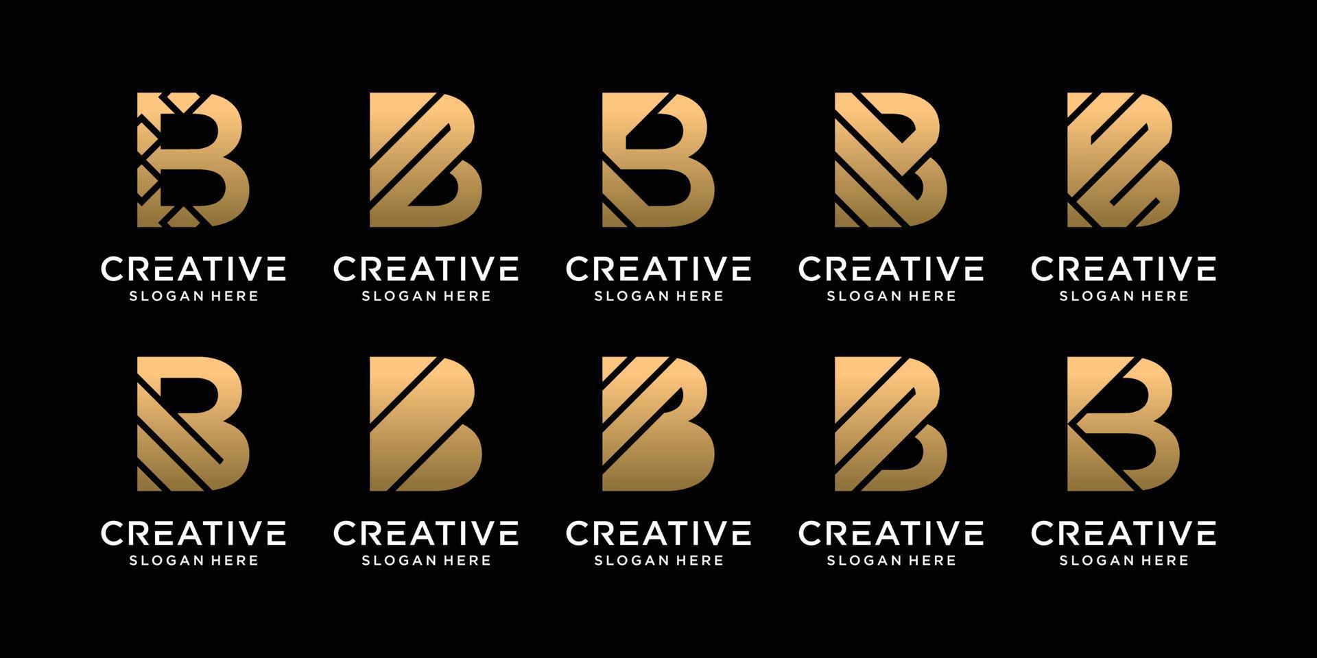 Set of bundle monogram logo design initial letter b with unique concept Premium Vector