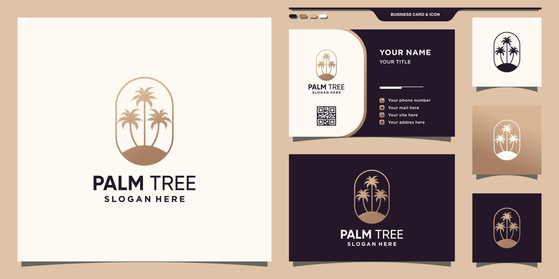 plantilla de logotipo de palmera con concepto moderno único y vector premium de diseño de tarjeta de visita