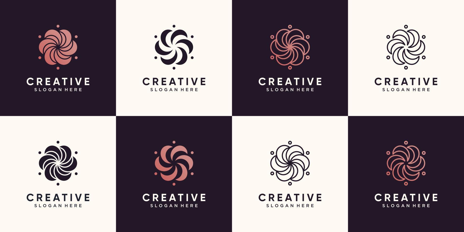 Set bundle floral beauty logo design for beauty salon and spa with unique concept Premium Vector