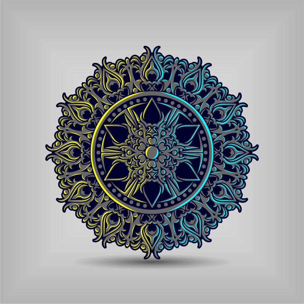 diseño de vector de arte mandala moderno con una hermosa mezcla de colores vector gratis