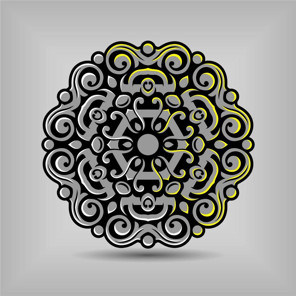 diseño de vector de arte de mandala premium con una hermosa mezcla de colores vector gratis