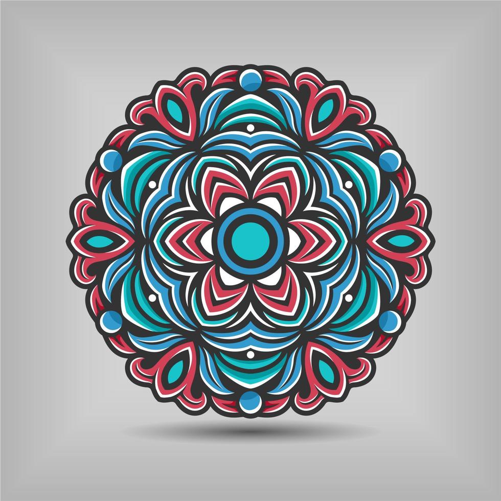 diseño de vector de arte de mandala premium con una hermosa mezcla de colores vector gratis