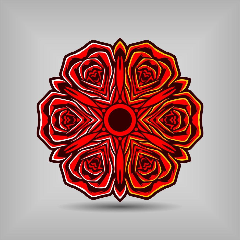 diseño de vector de arte de mandala premium con una hermosa mezcla de colores vector gratis