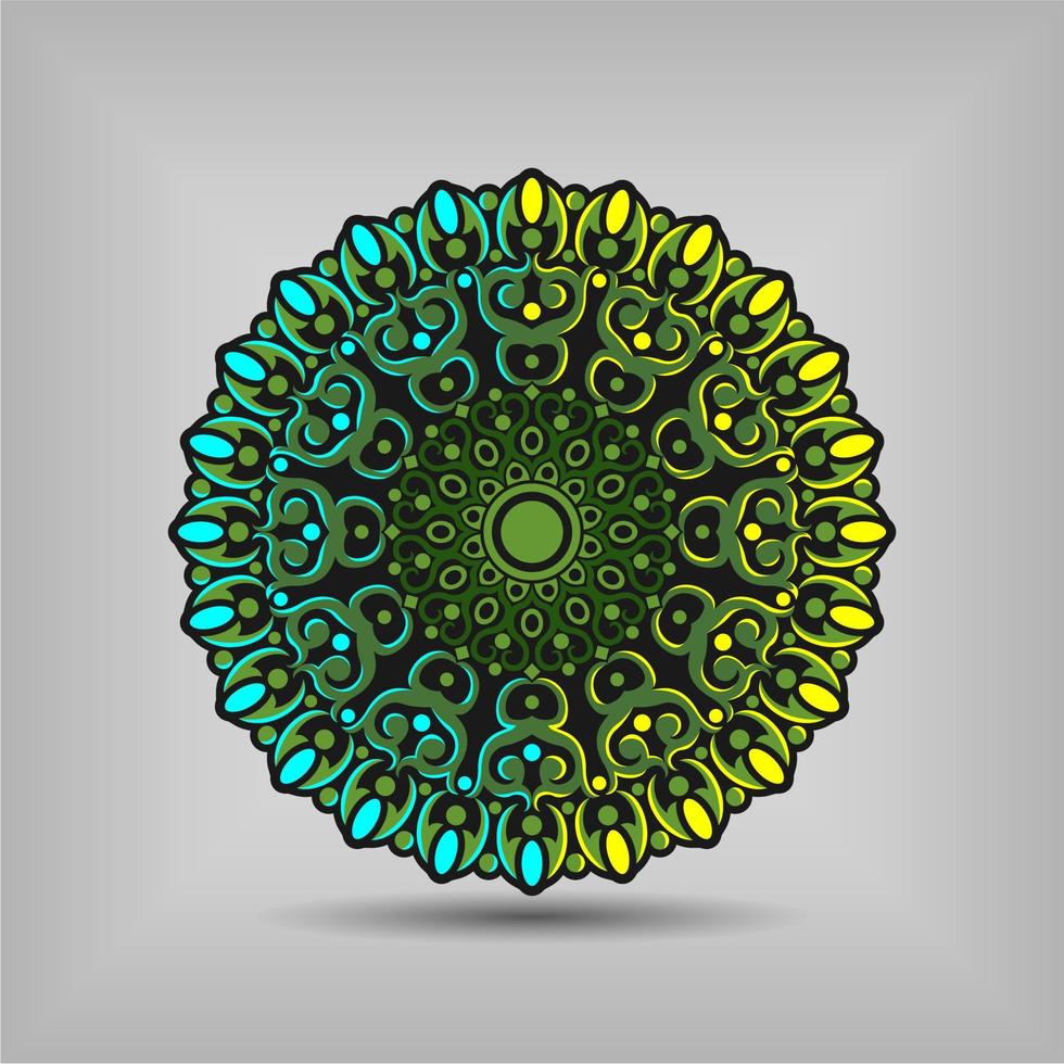 diseño de vector de arte mandala moderno con una hermosa mezcla de colores vector gratis