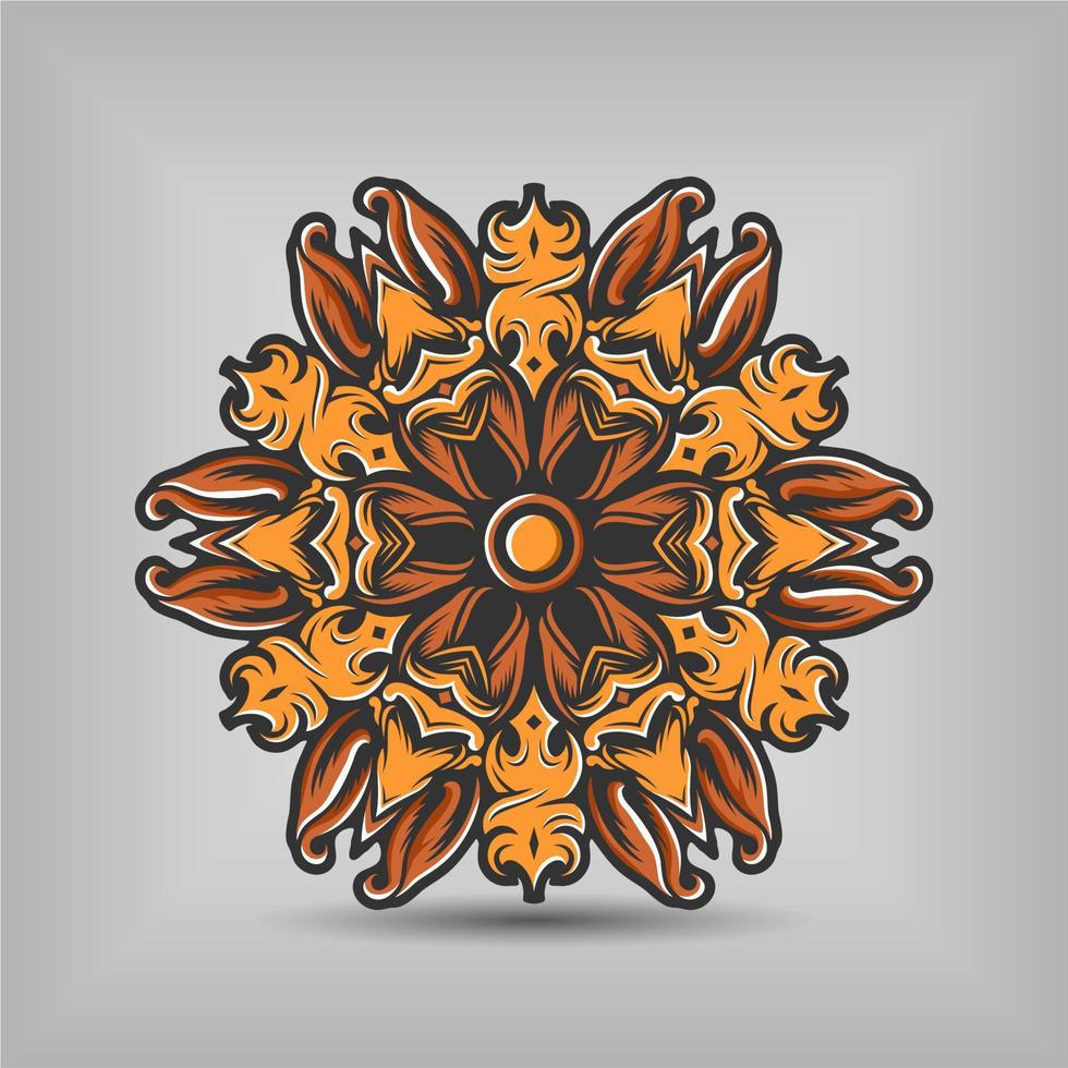 diseño de vector de arte de mandala premium con una hermosa mezcla de colores vector gratis