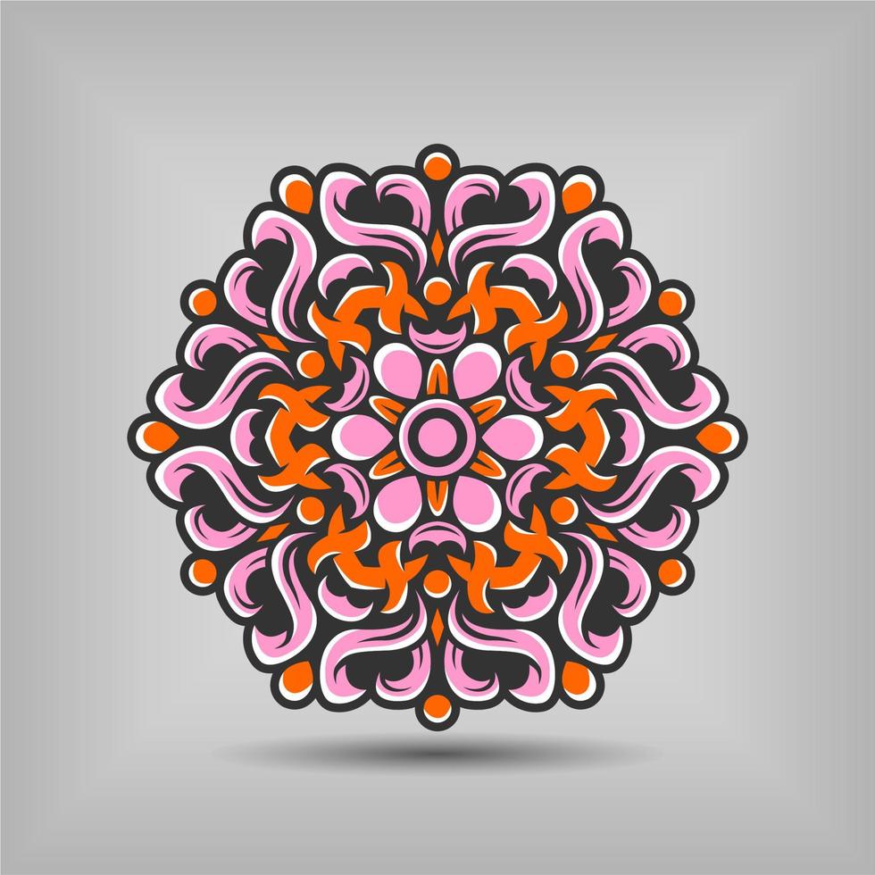 diseño de vector de arte de mandala premium con una hermosa mezcla de colores vector gratis