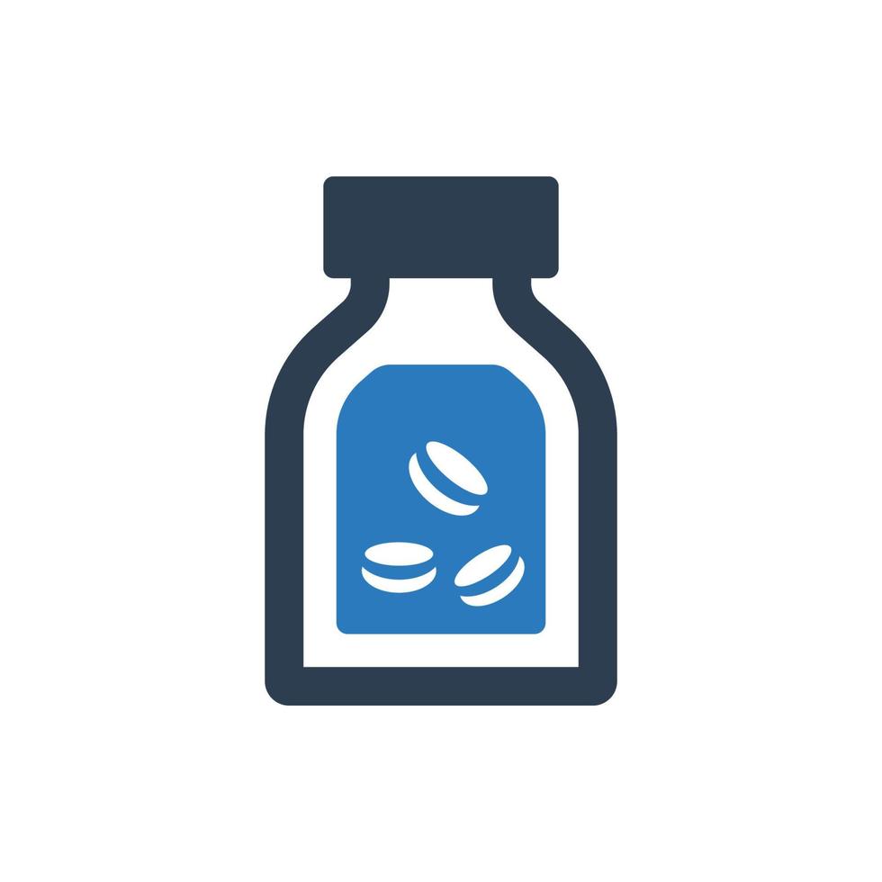 Medication Icon, Herbal Supplement Bottle Vector Icon