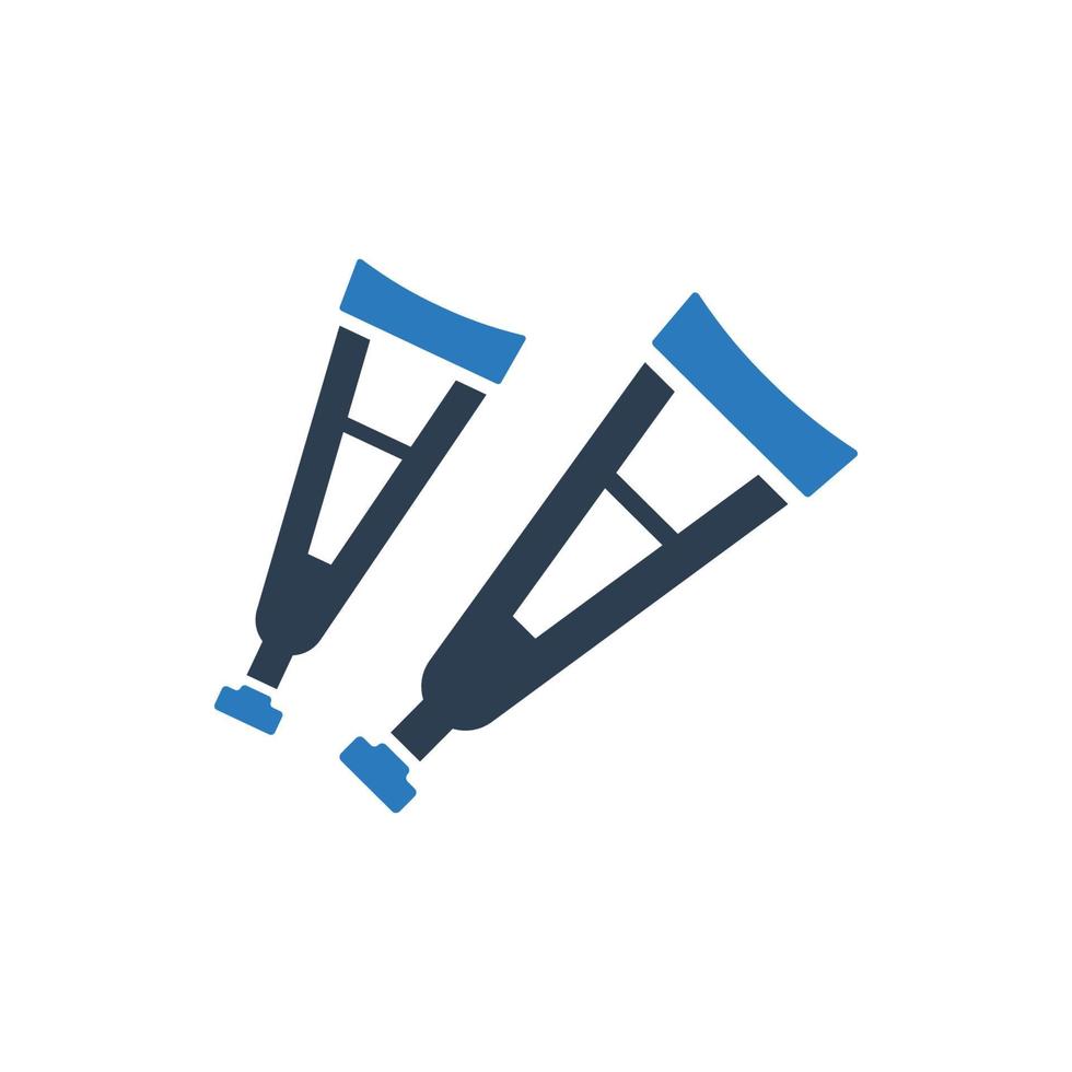 Crutch icon, walking stick icon vector