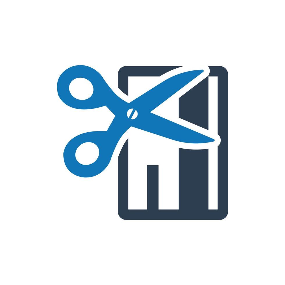 Card declined icon, Scissors with a dashed line icon vector