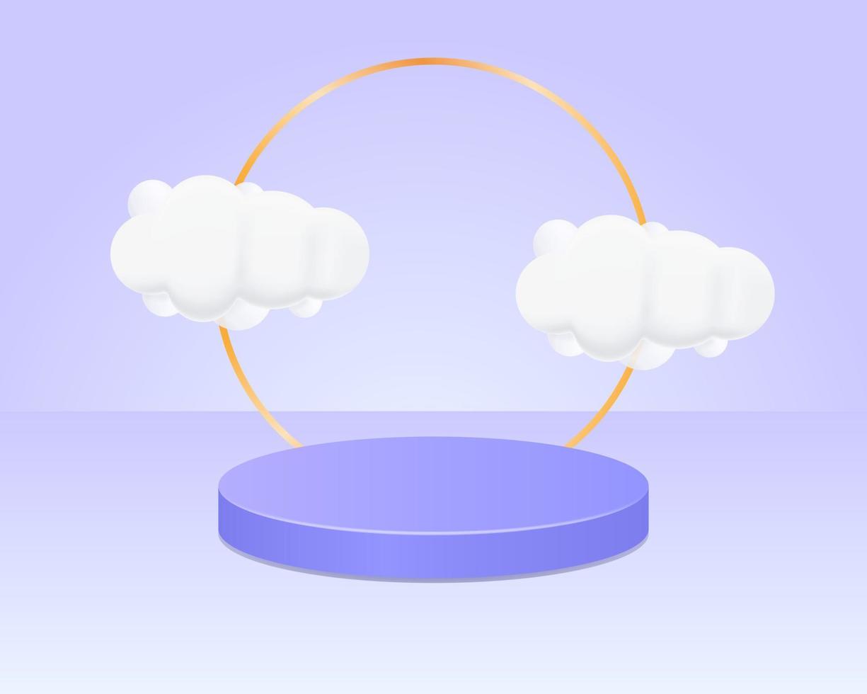 3D podium with cloud realistic vector concept isolated