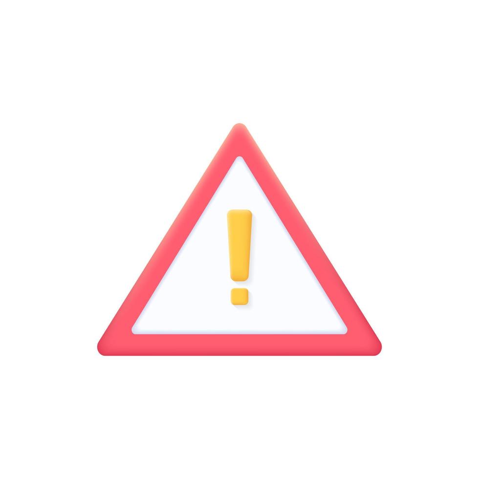 3d warning sign realistic icon vector concept