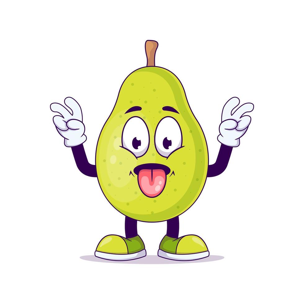 Cute pear cartoon showing teasing expression vector