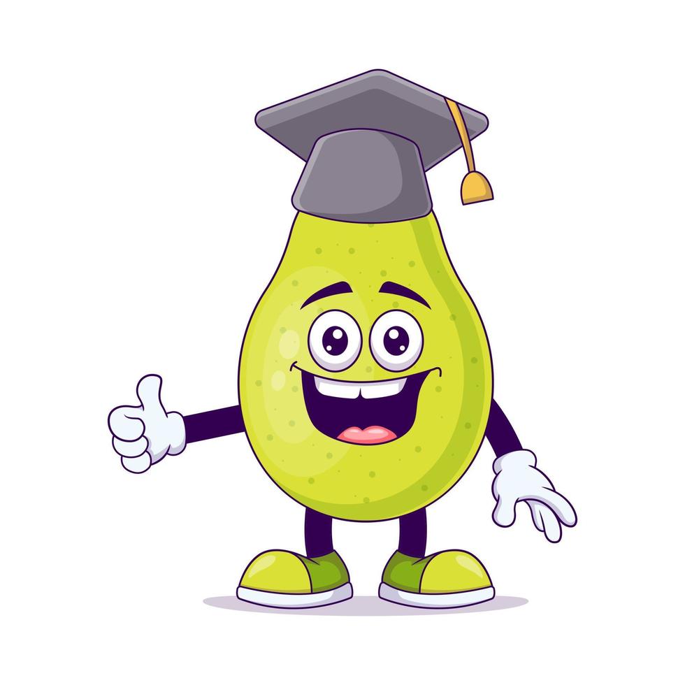 Cute graduation pear cartoon vector illustration design