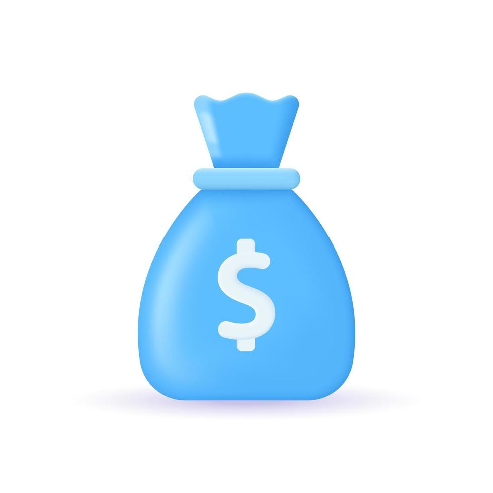 3d money bag realistic icon vector concept