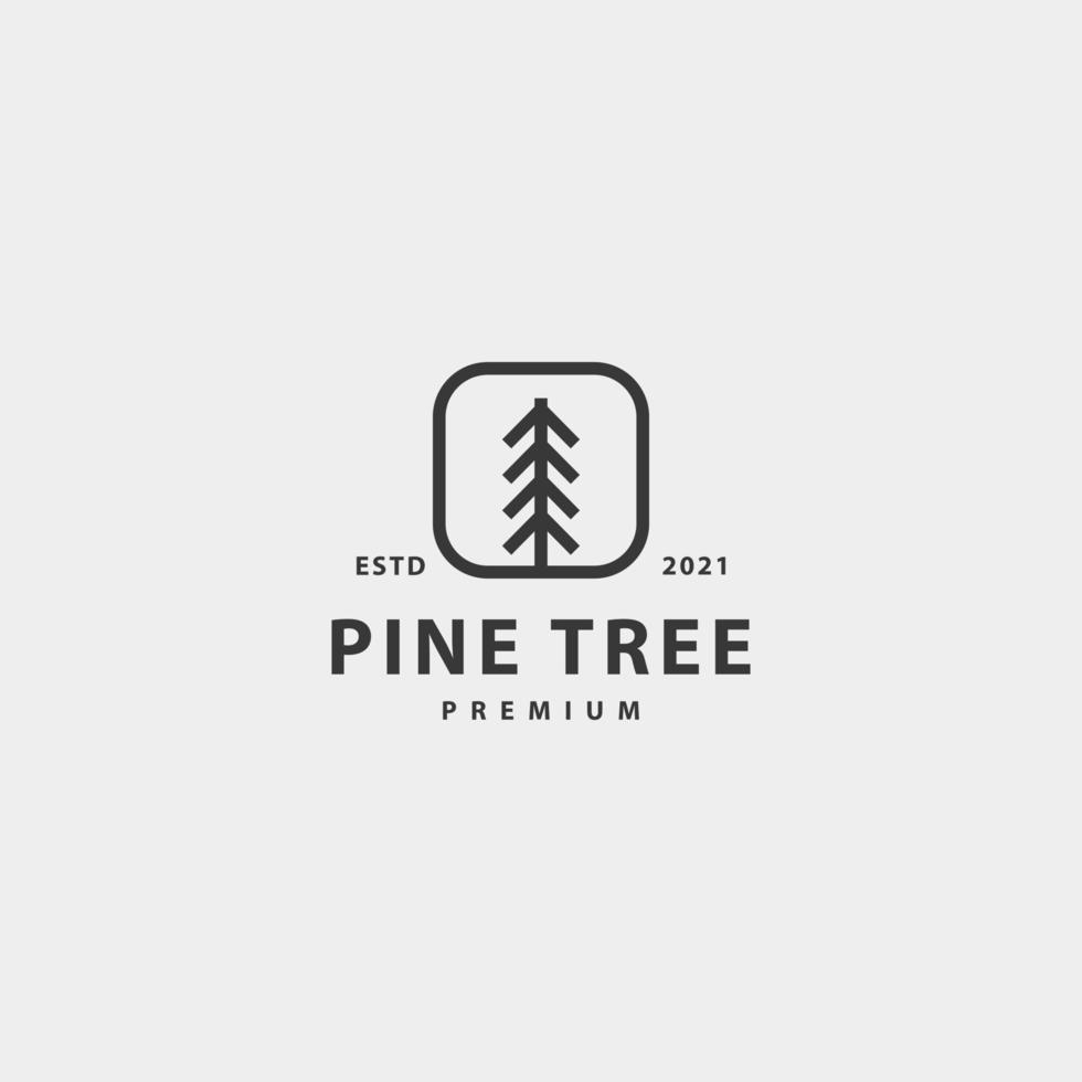 Pine tree icon sign symbol hipster vintage logo design vector