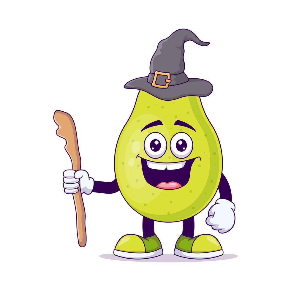 Cute pear wizard cartoon vector illustration design