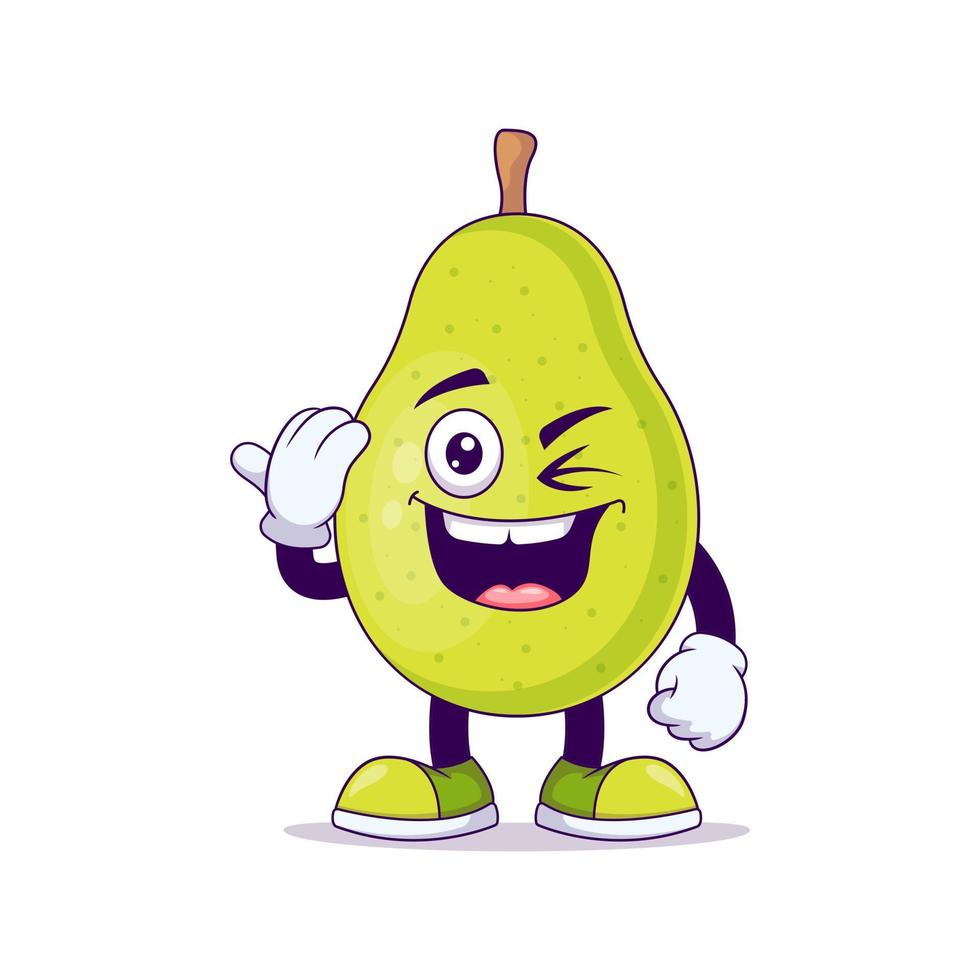 Cute pear cartoon showing salute expression vector