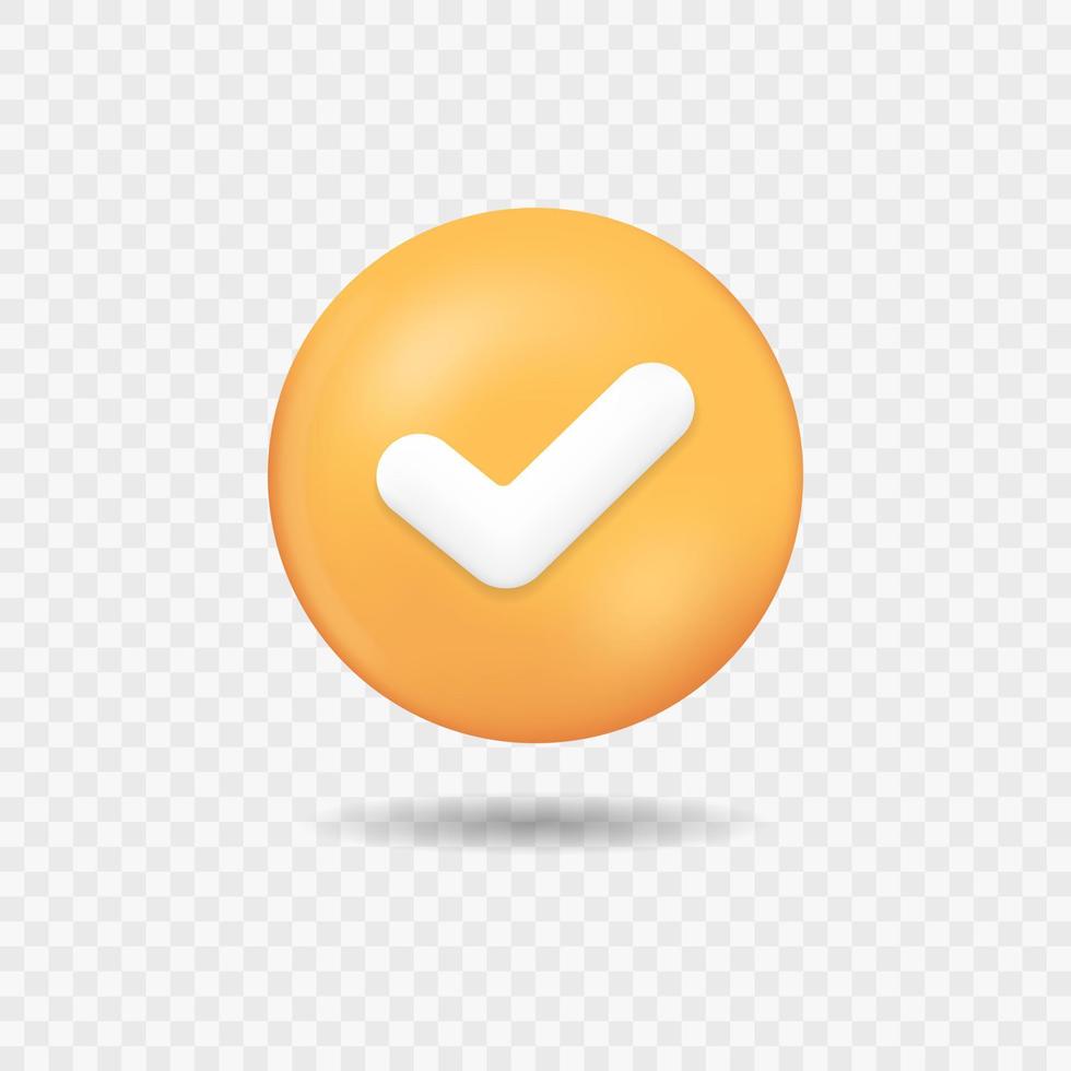 3D check button icon realistic vector concept isolated