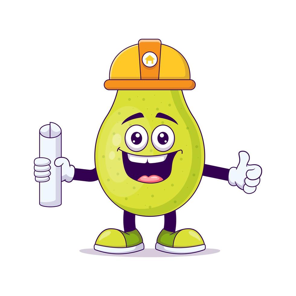 Cute architect pear cartoon vector illustration design