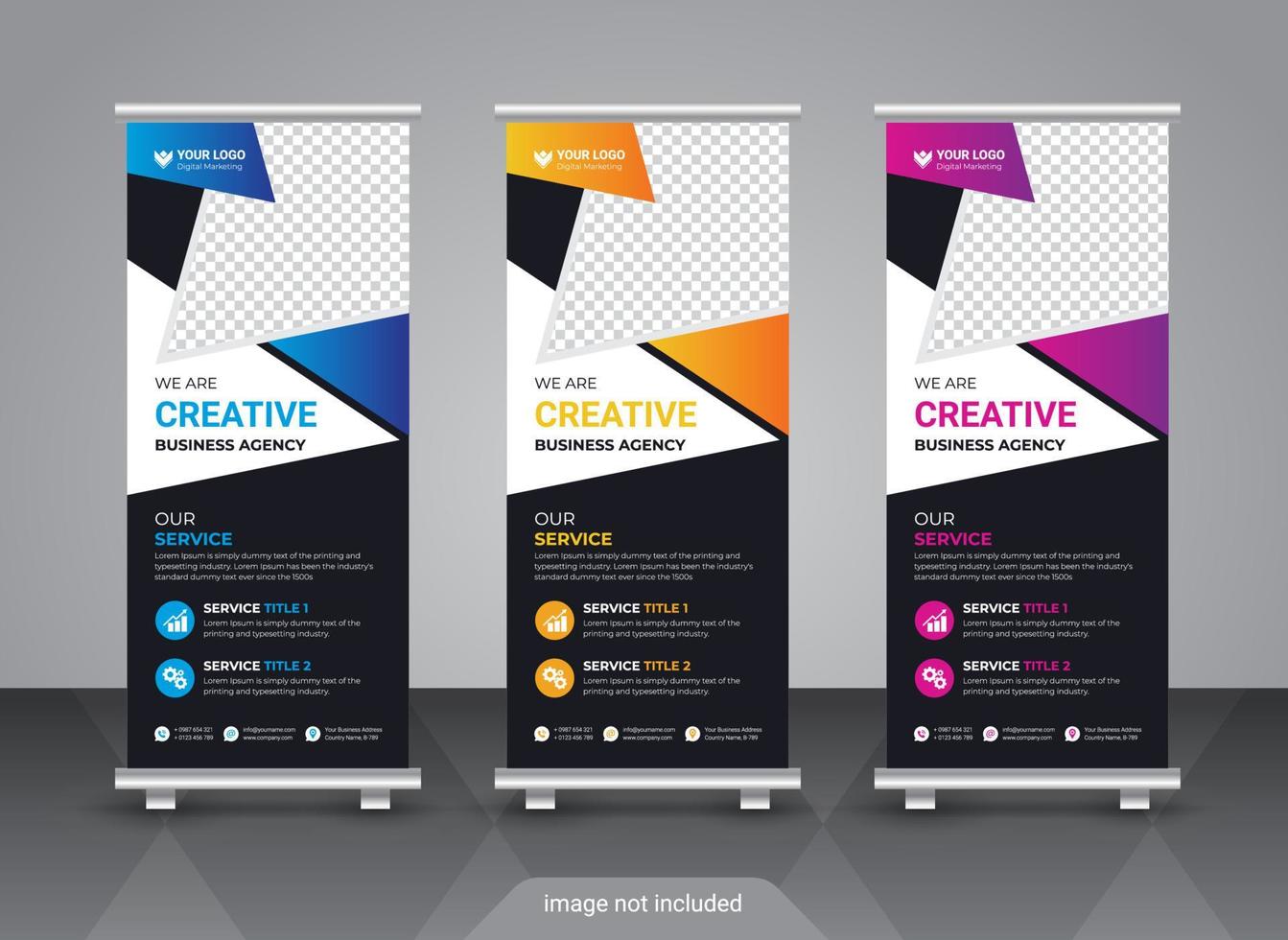 Creative corporate and business roll up banner design template vector