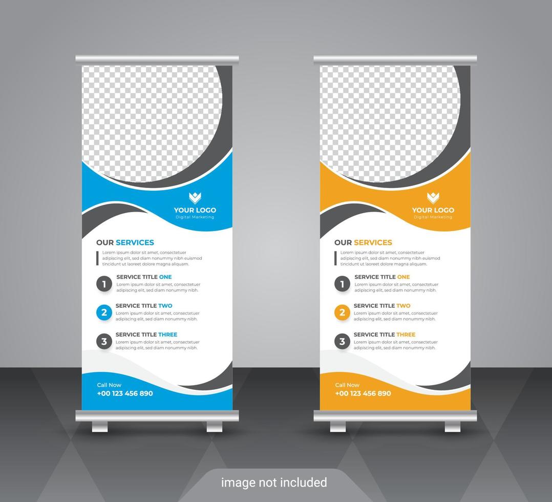 Corporate business roll up or stand banner template with abstract design vector