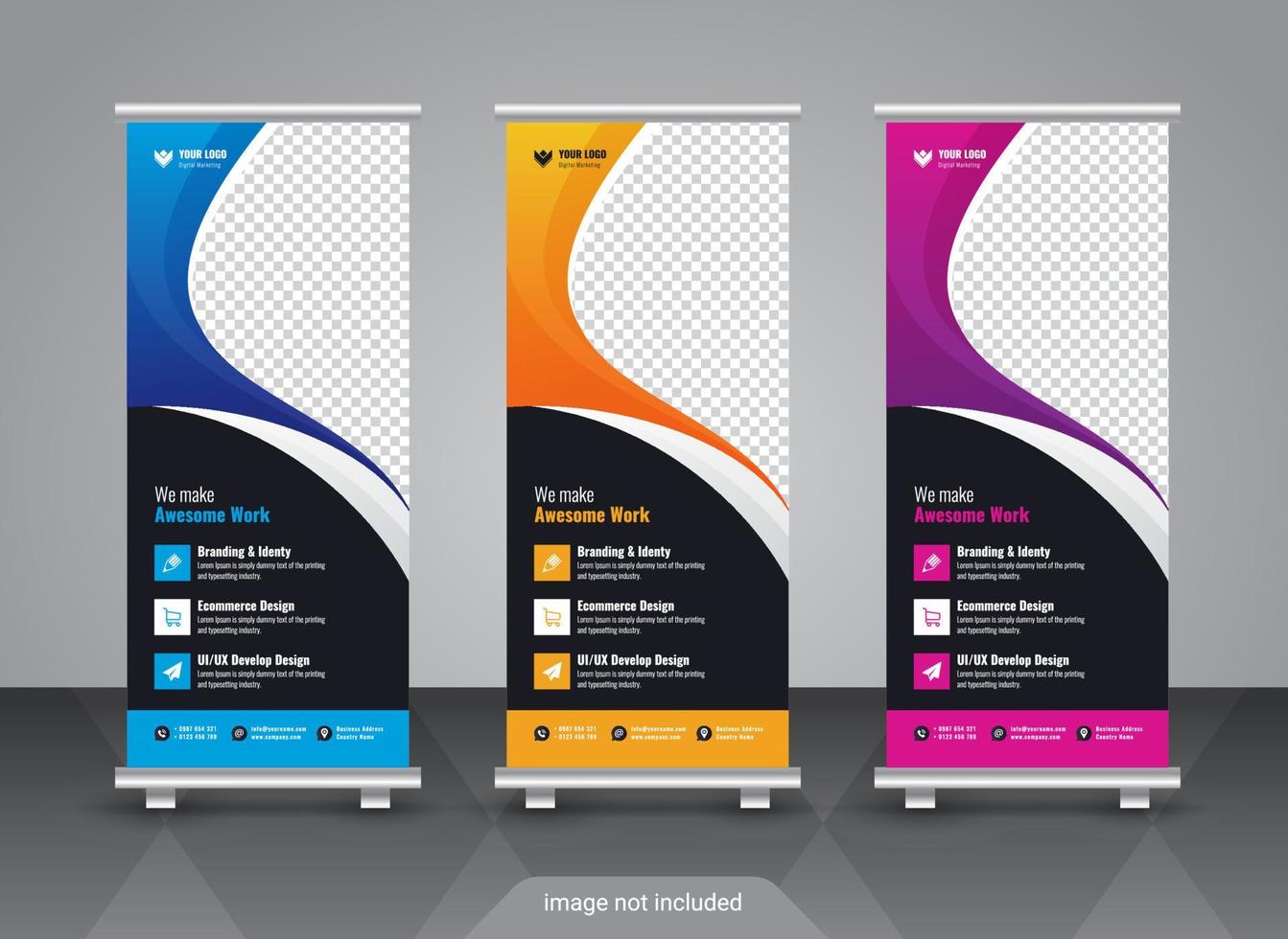 Creative corporate and business roll up banner design template vector