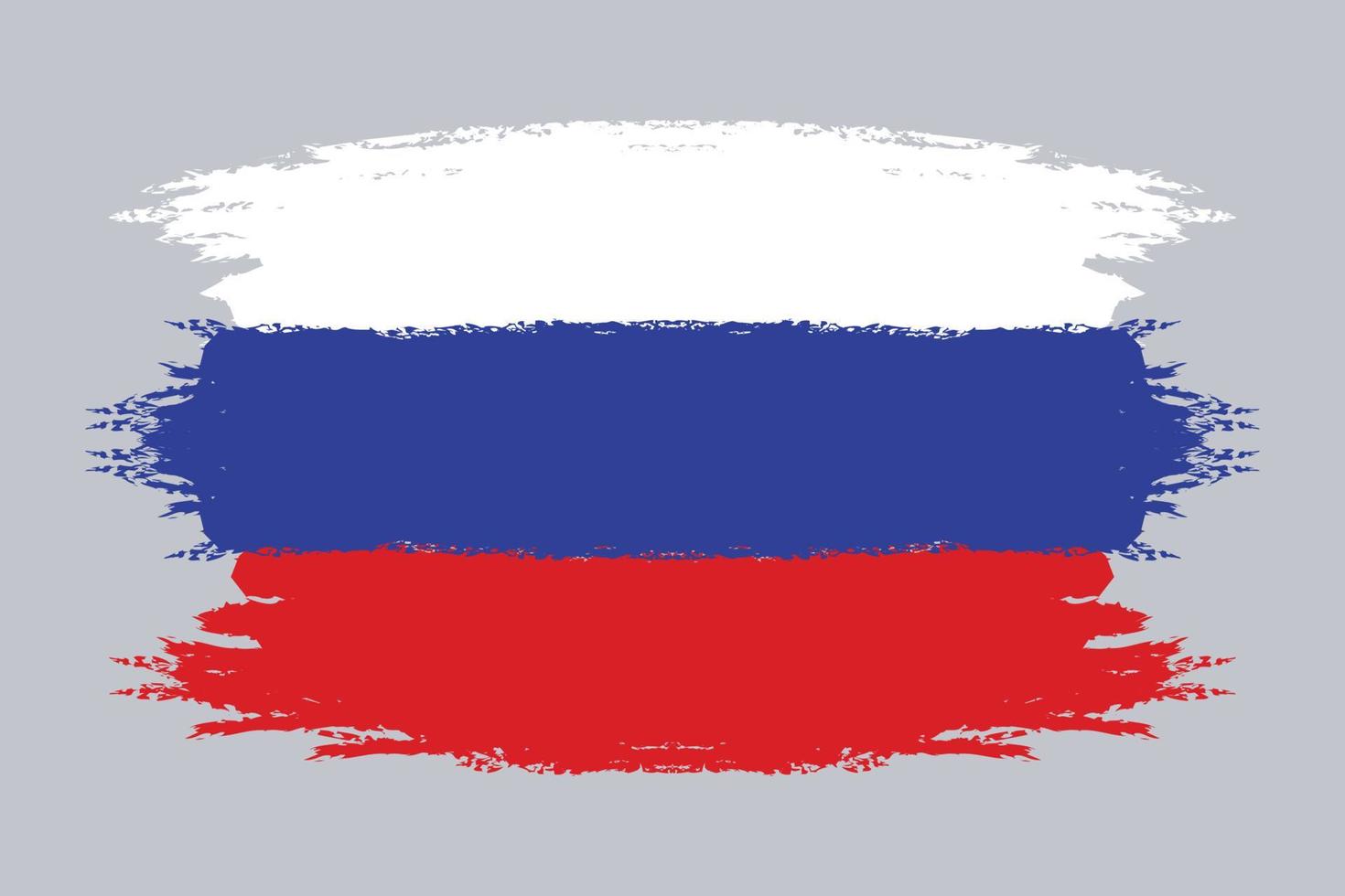 pincel pintado bandera rusia aislado sobre fondo gris. vector