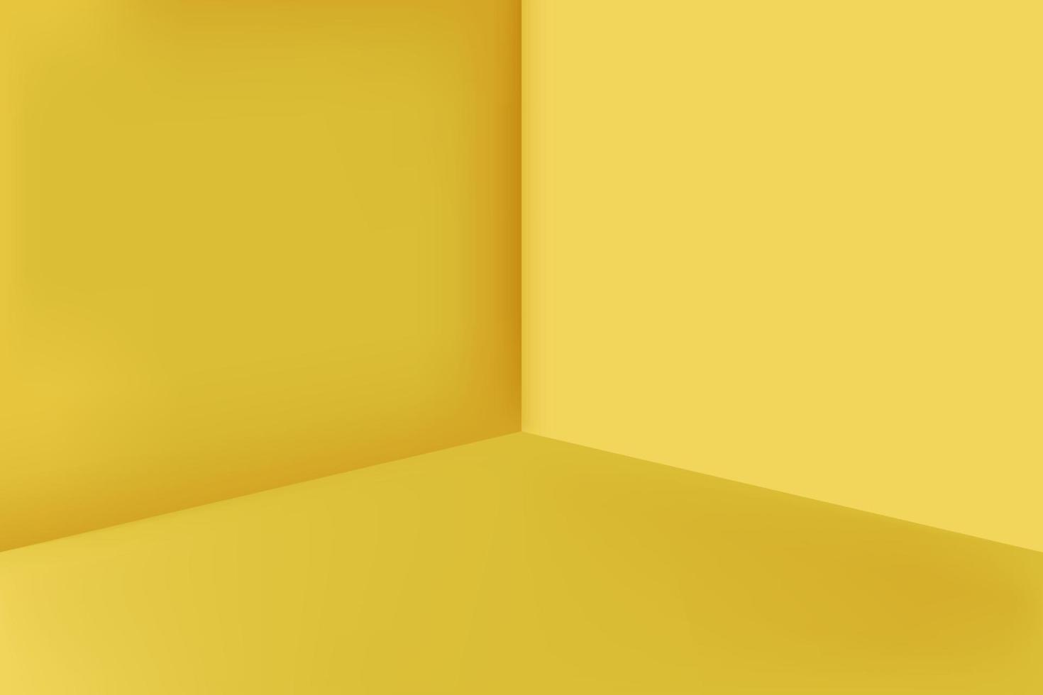 Empty room yellow vector. Yellow empty studio space background. Room studio for interior display products. vector