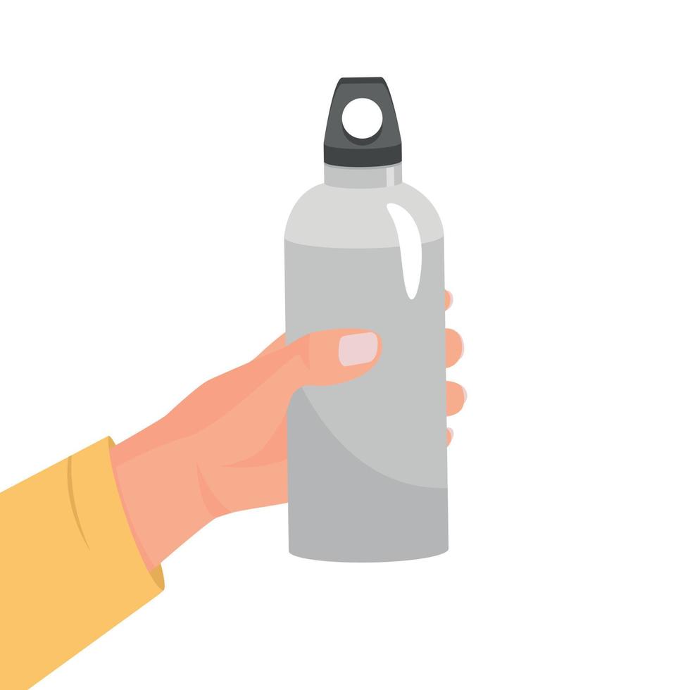Man holding a reusable water bottle vector