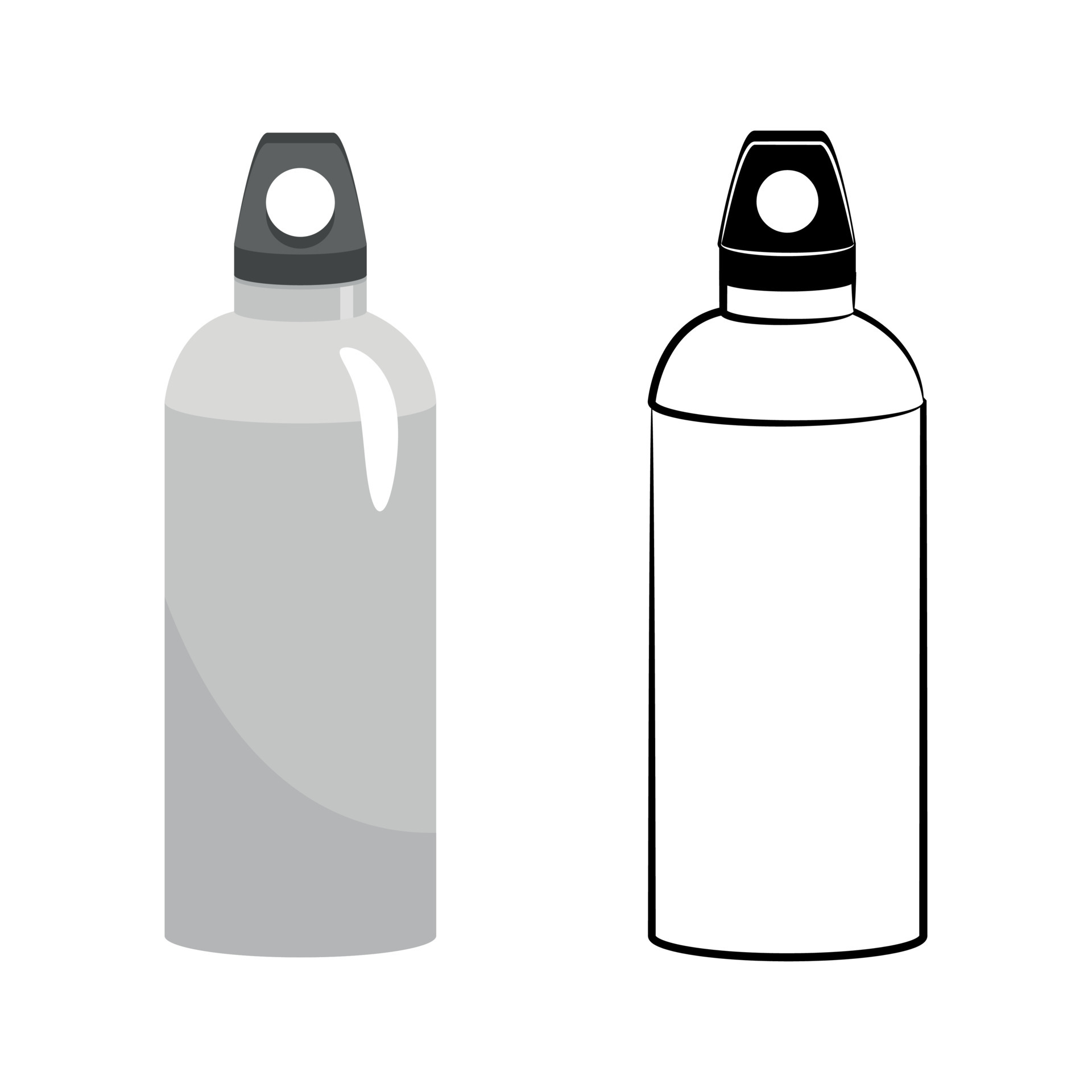 Colour and outline aluminum reusable water bottle isolated on a white