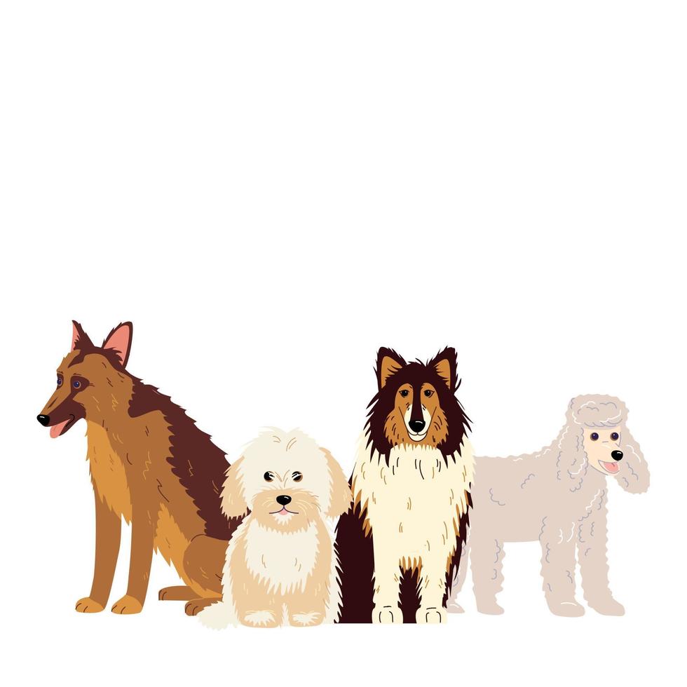 concepto de aseo. composición de perros para banner vector
