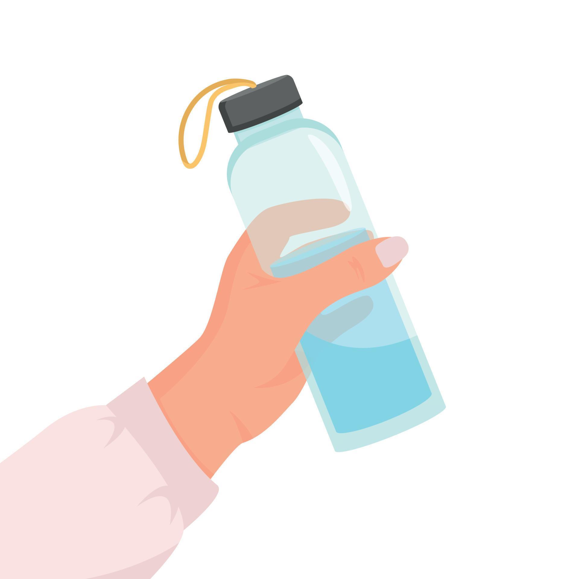 Woman holding a reusable water bottle 7100670 Vector Art at Vecteezy