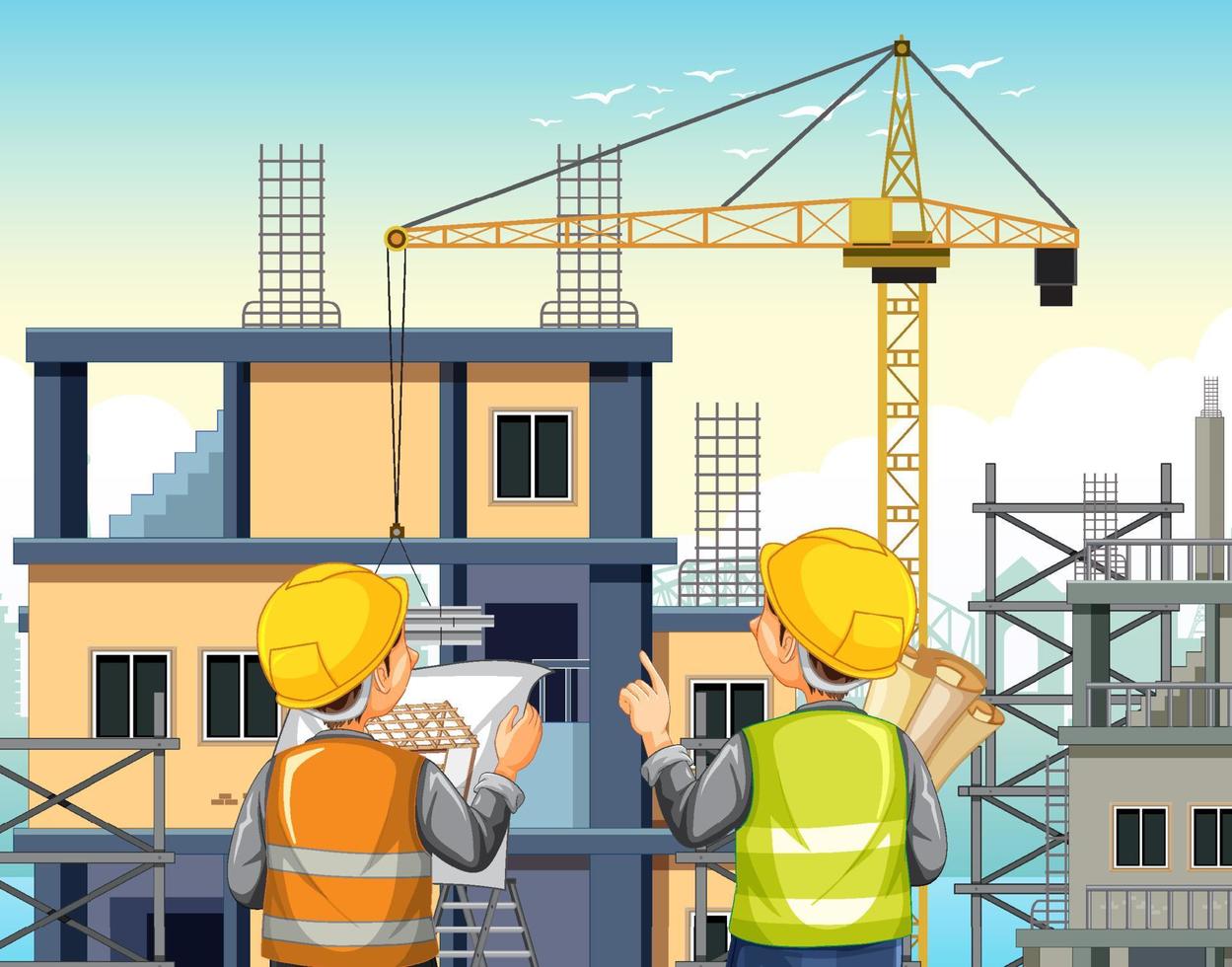 Building construction site background vector