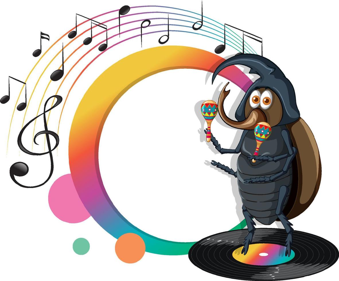 A beetle playing maracas cartoon character vector