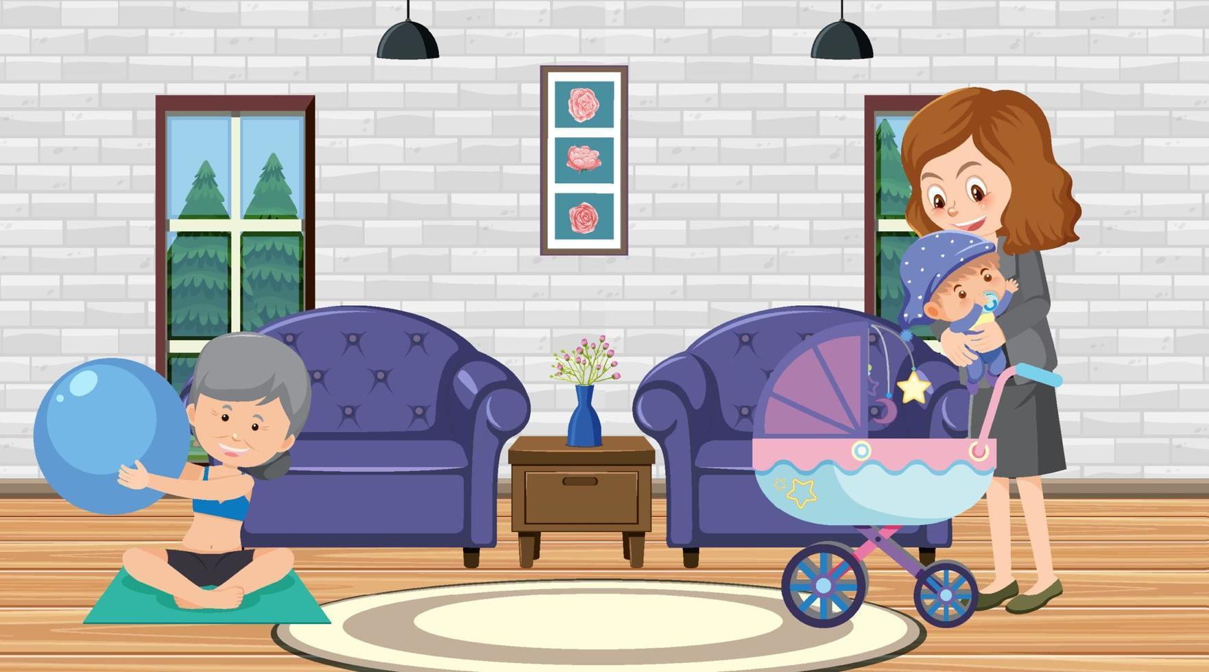 Doing different activities at home cartoon concept vector