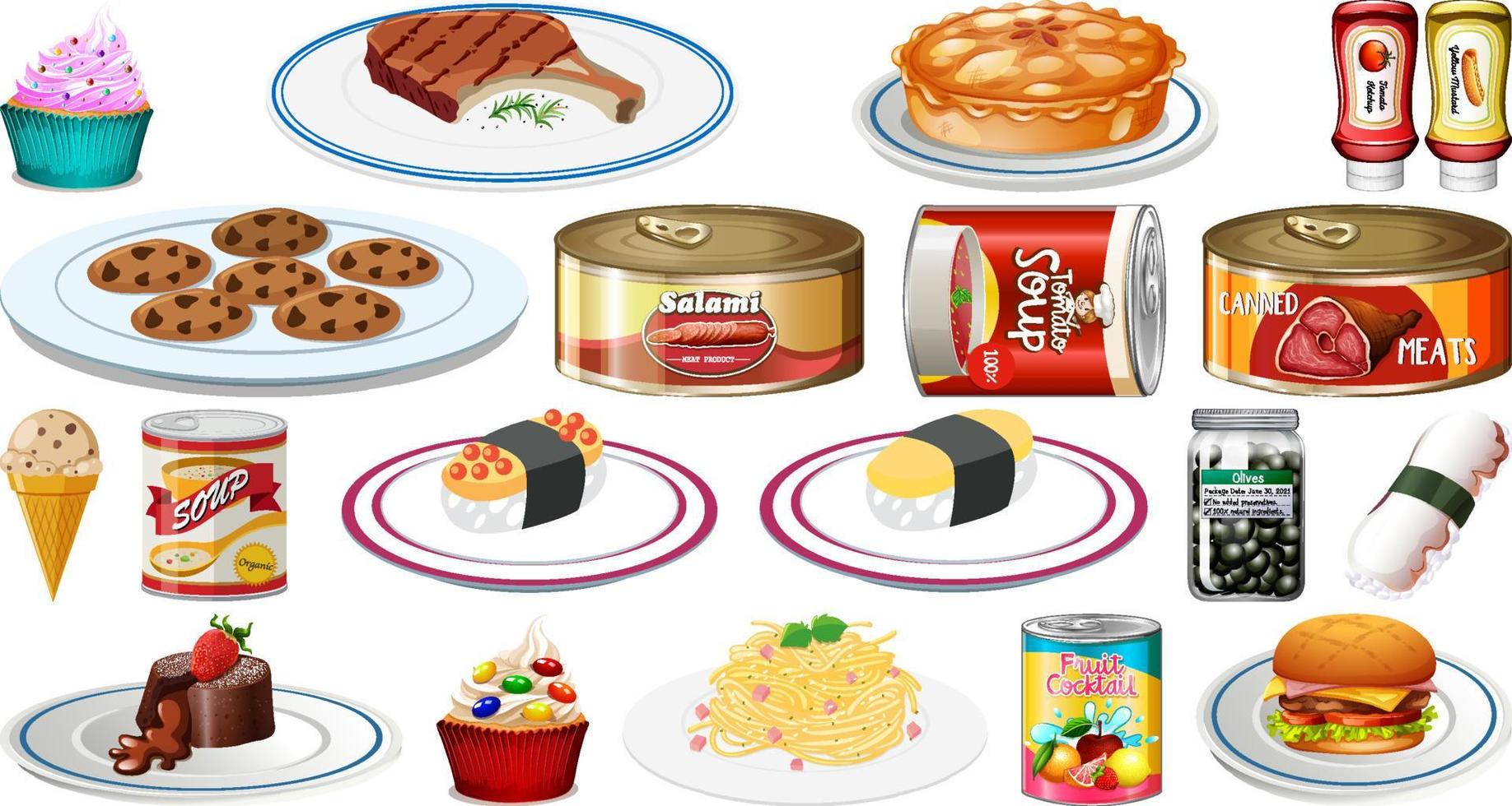 Set of different foods vector