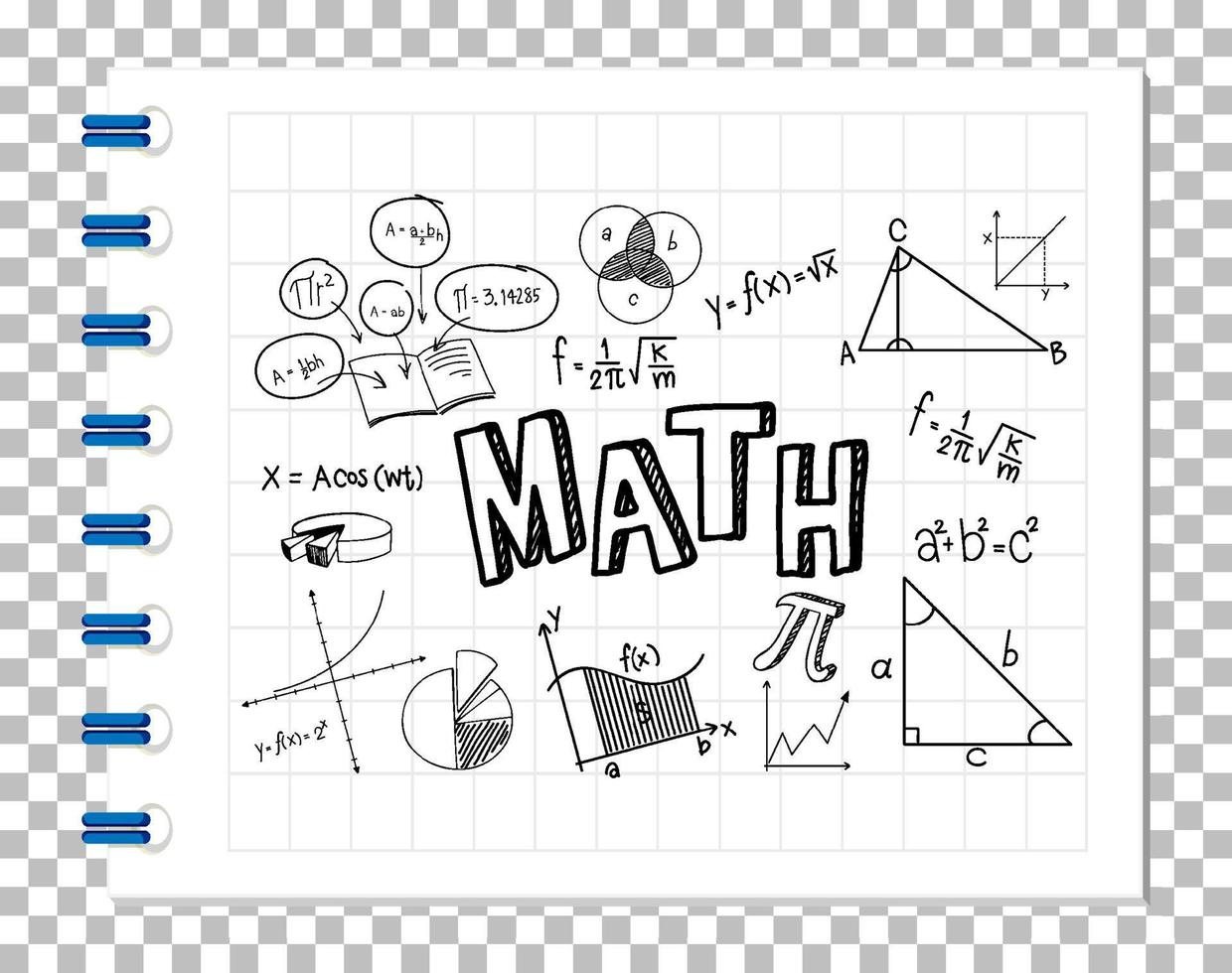 Doodle math formula with Mathematics font on notebook vector