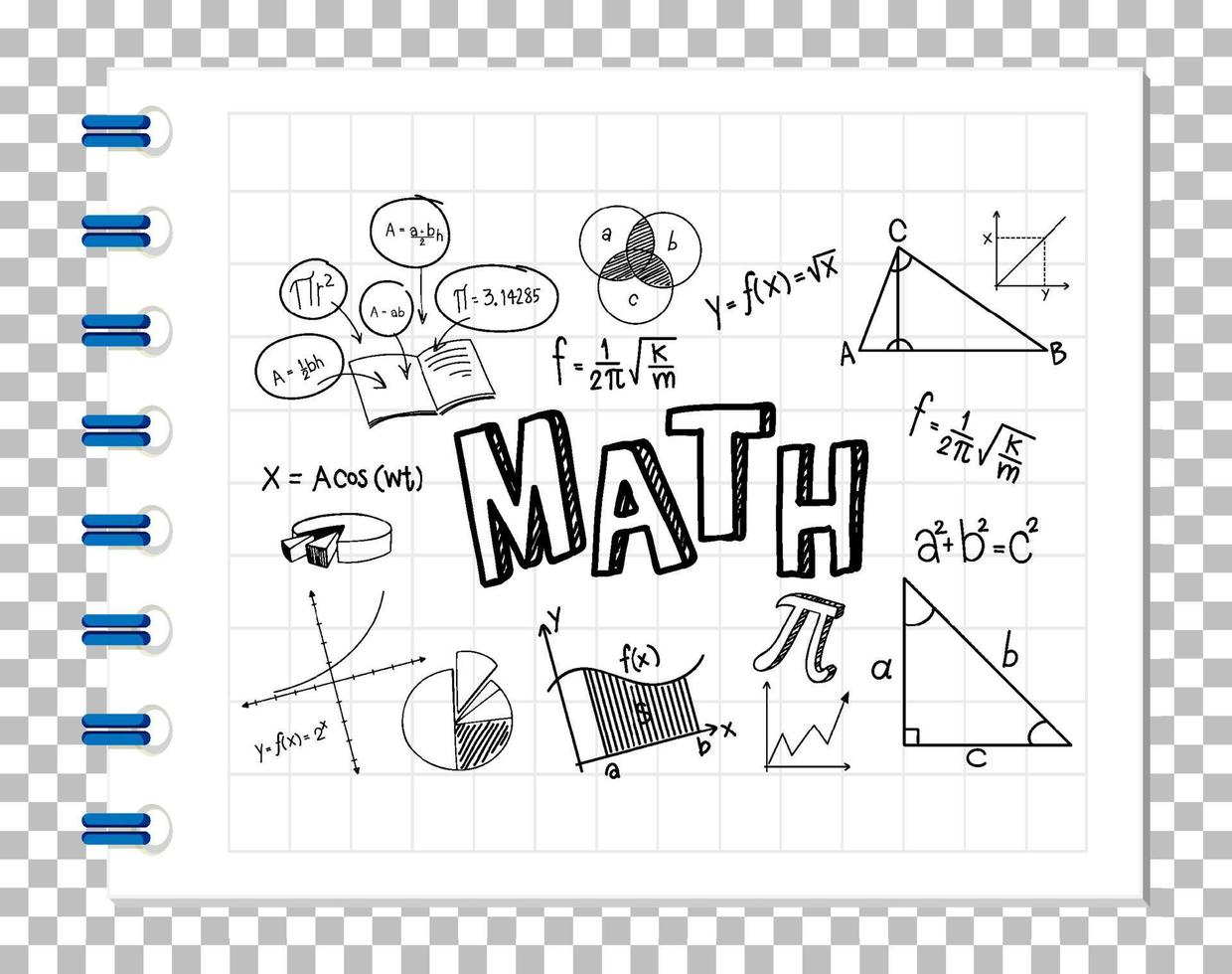 Doodle math formula with Mathematics font on notebook vector