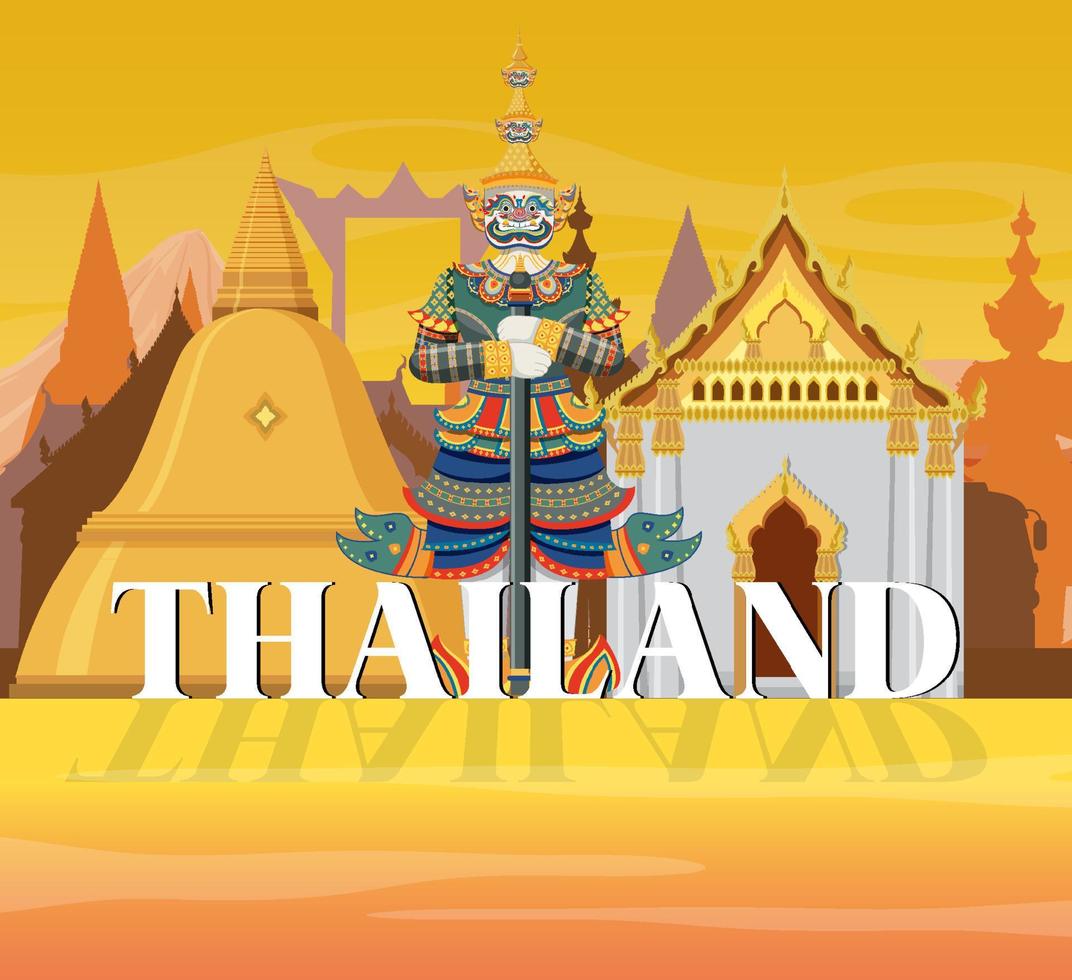 Thailand iconic tourism attraction background vector