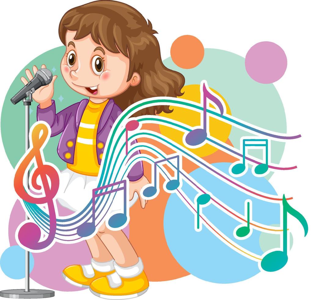 dibujos animados de chica cantante con símbolos de melodía musical 7100756  Vector en Vecteezy