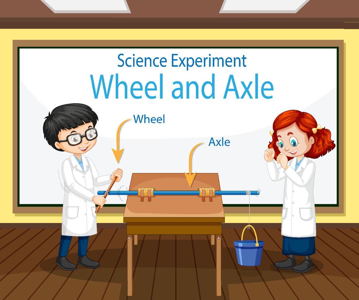 Science concept with wheel and axle experiment vector