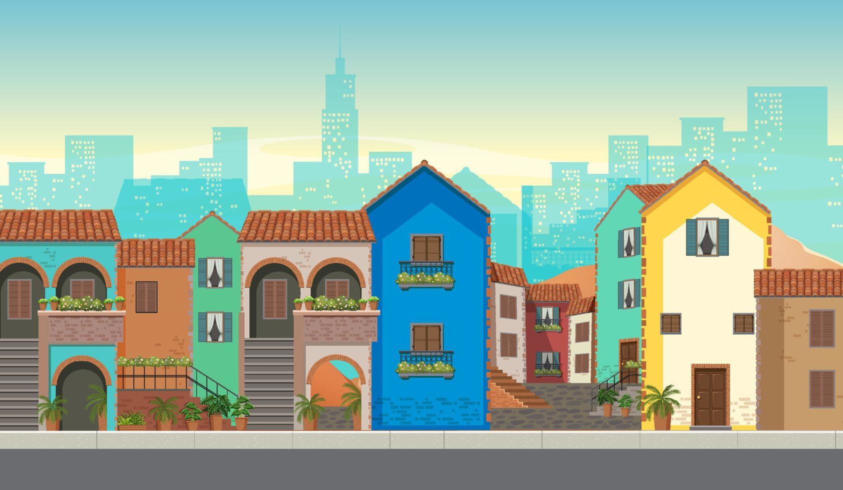 City building view at daytime vector