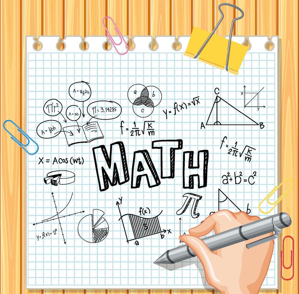 Hand writing math formula on wood board vector