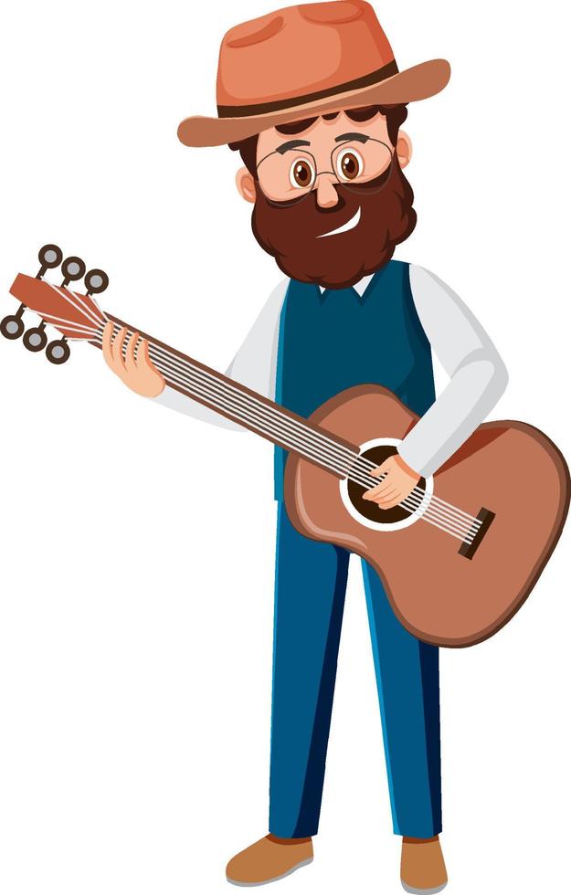 A male musician cartoon character on white background vector