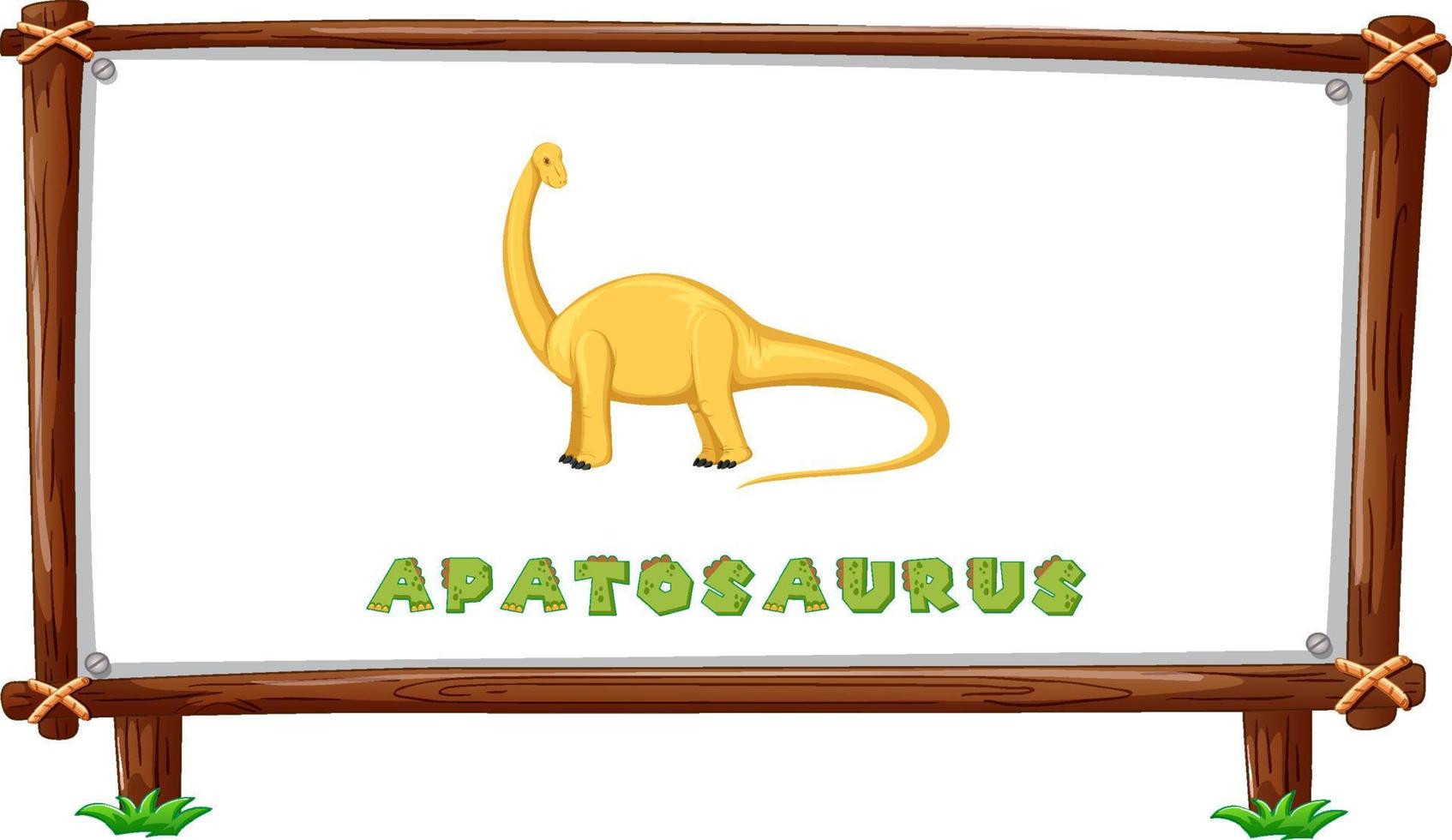 plantilla de marco con dinosaurios y diseño de apatosaurio de texto dentro vector