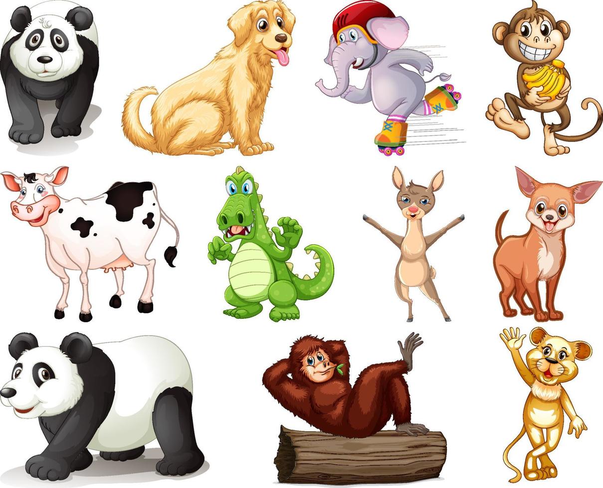 Set of animal cartoon character vector