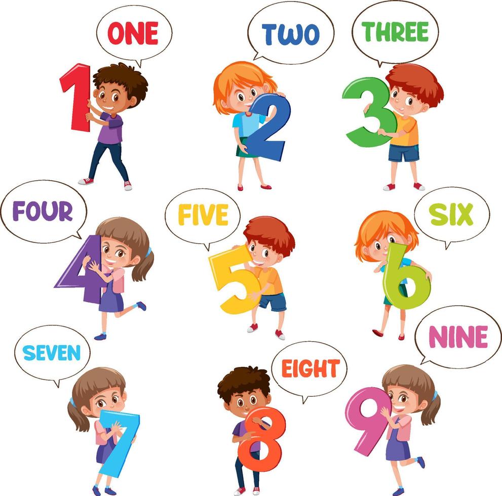 Set of number 0 to 9 for kids vector